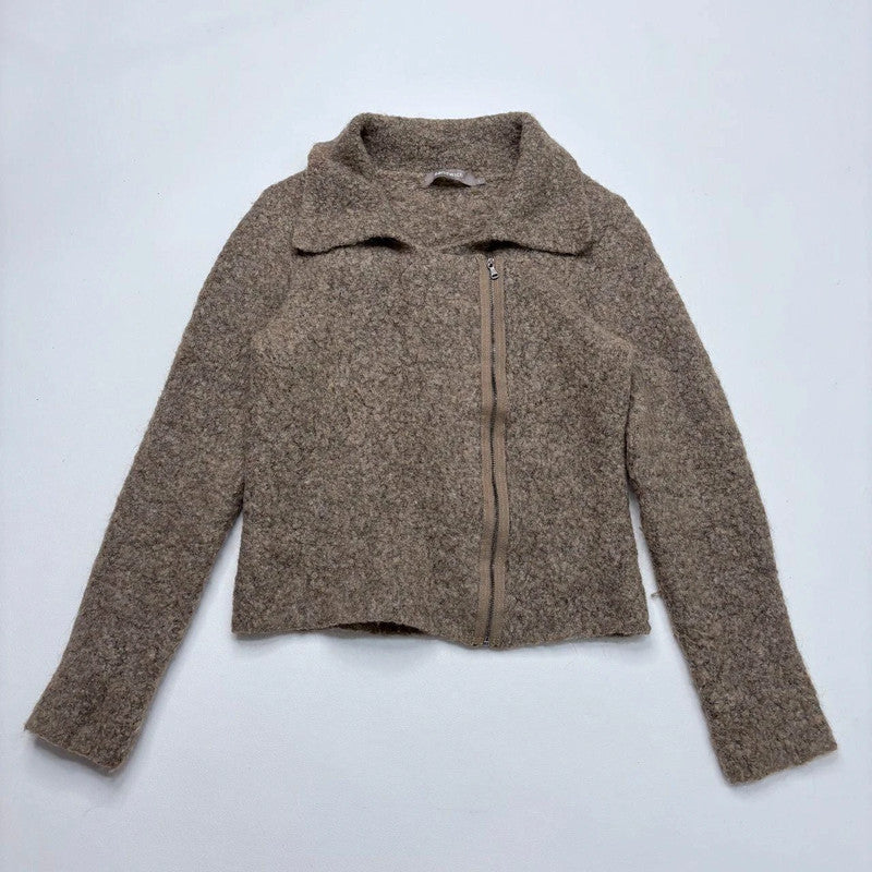 tan wool asymmetric jacket