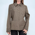 khaki pinstripe utility jacket
