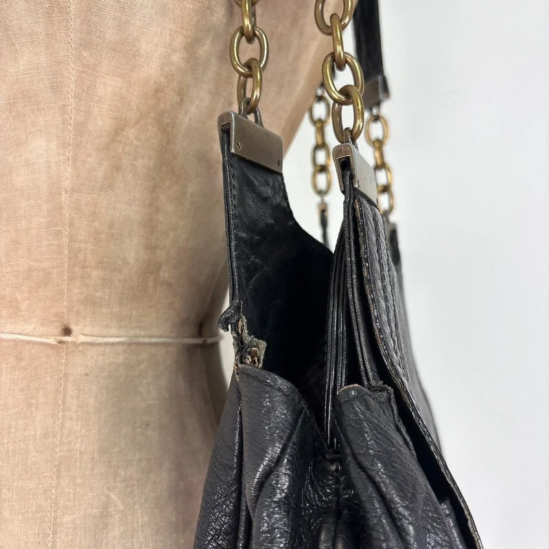 Dolce and Gabanna black leather Y2K handbag