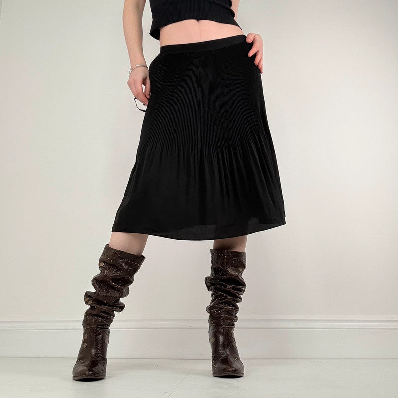black pleated crinkle allsaints skirt