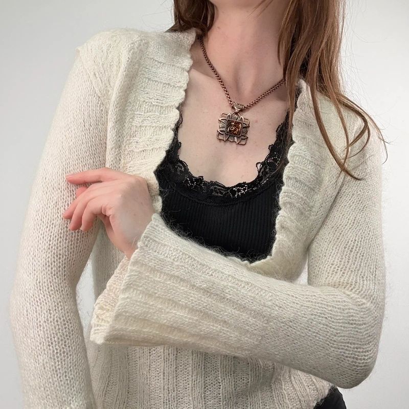 cream mohair knit slouch low neck jumper