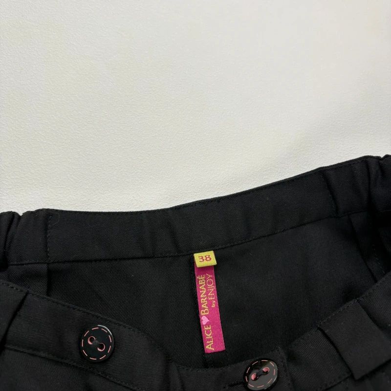 black asymmetric button grunge trousers
