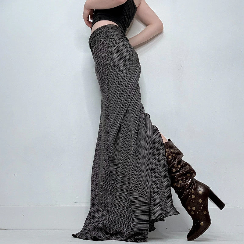 black pinstripe long maxi skirt