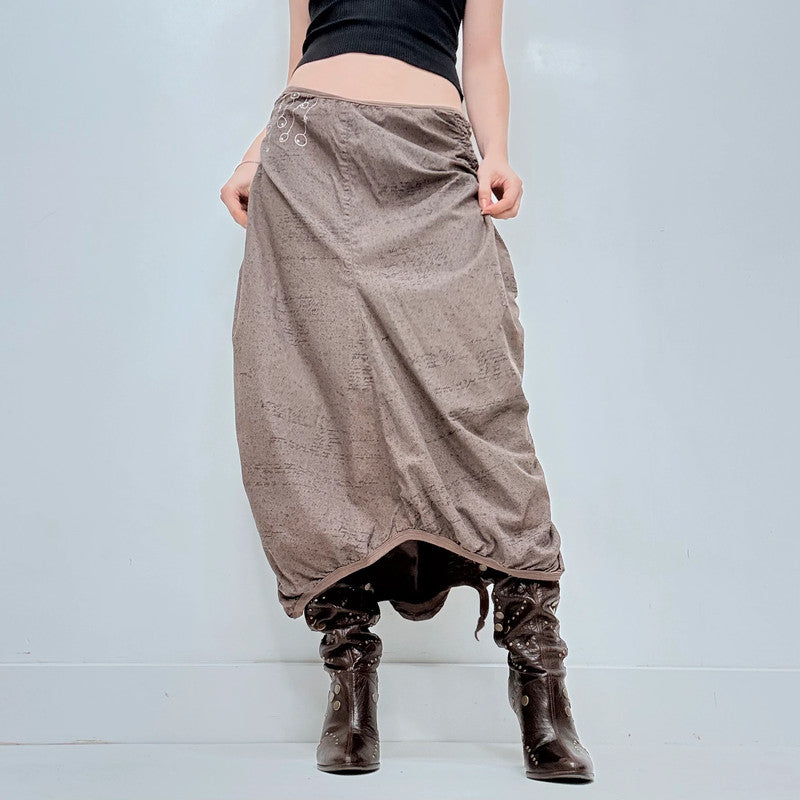 brown cop copine gathered stuctured maxi skirt
