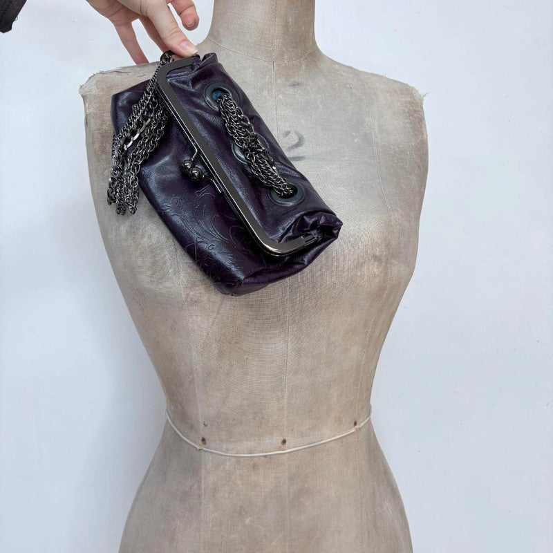 chain strap mini grunge clutch bag