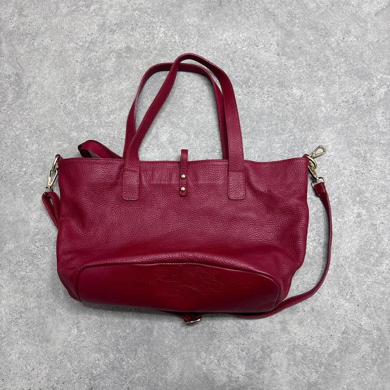 red leather slouchy shoulder bag