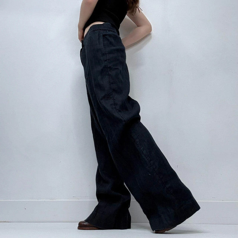 navy linen wide leg COS trousers