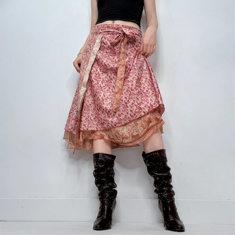 silk floaty paisley silk boho wrap skirt