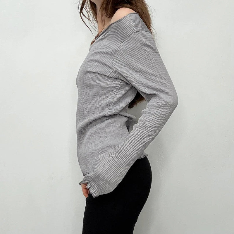 slouchy crinkle wide neck top