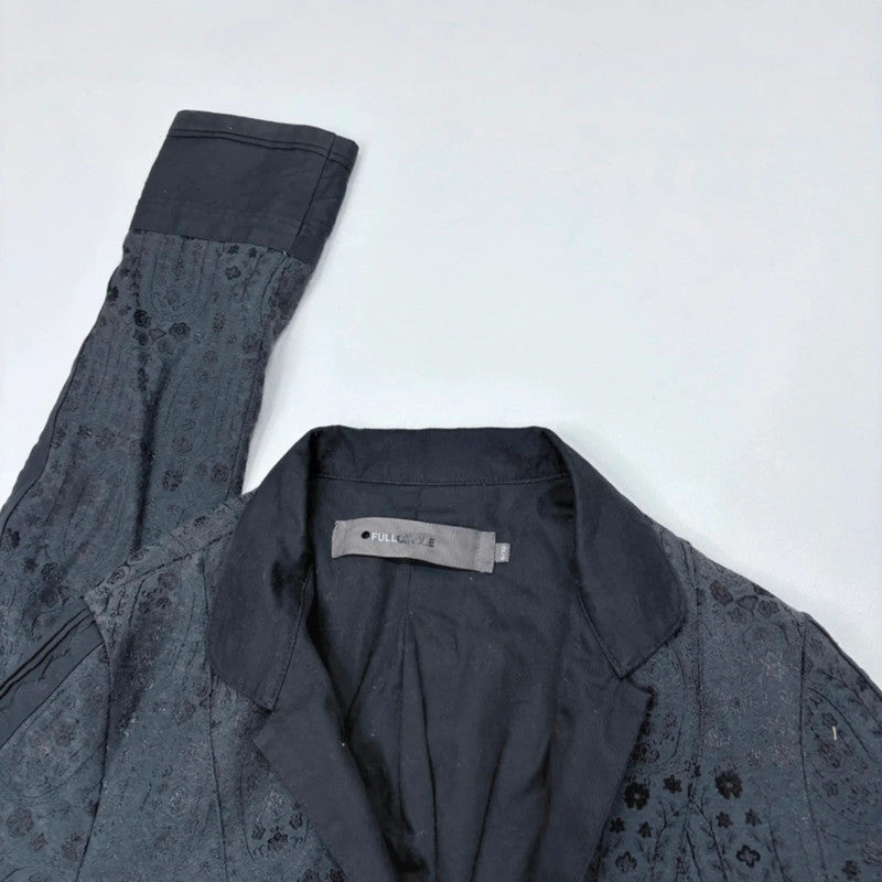 black printed distressed grunge hook and eye jacket