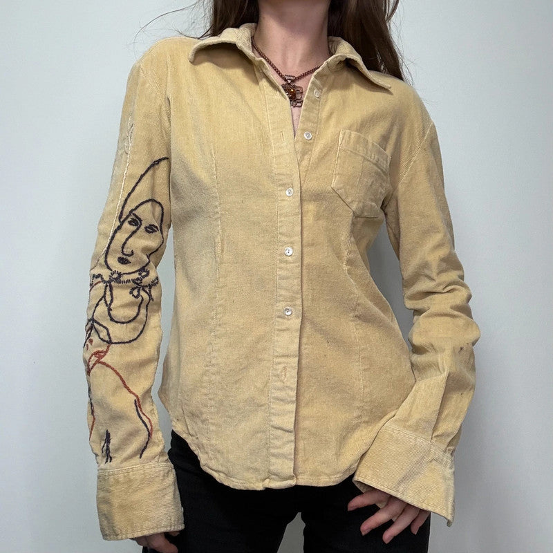embroidered western corduroy shirt