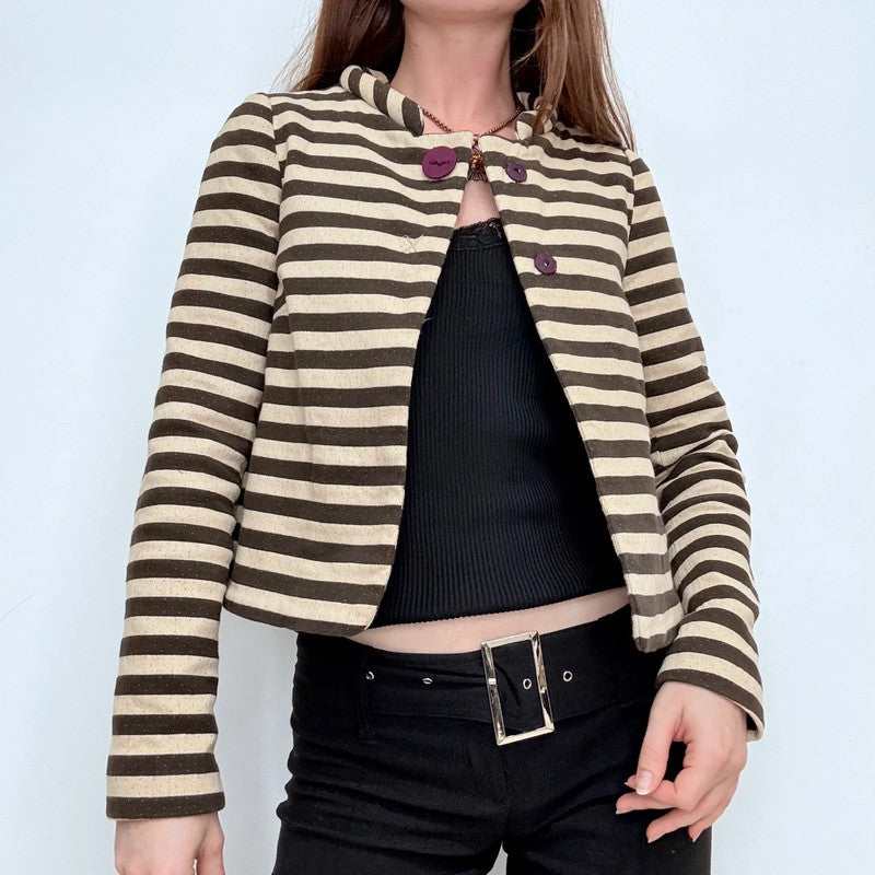 structured striped cropped jacket