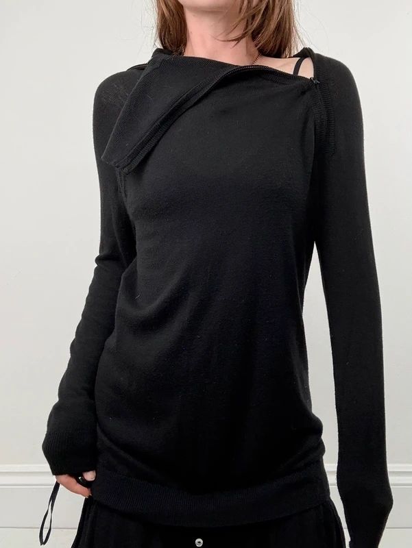 Asymmetric zip long sleeve dress