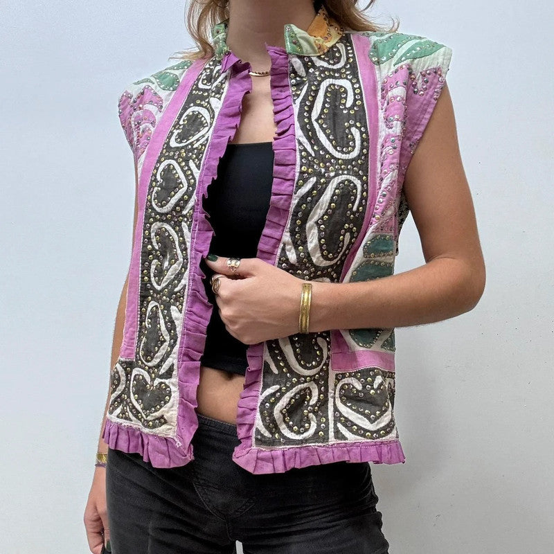 patterned paisley quilted waistcoat