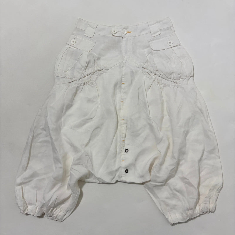 white batwing crop crotch slouchy trousers