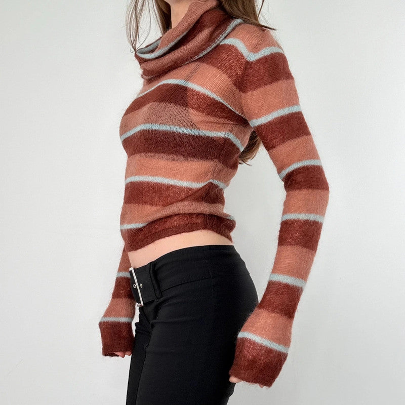 sheer striped brown mohair jumper