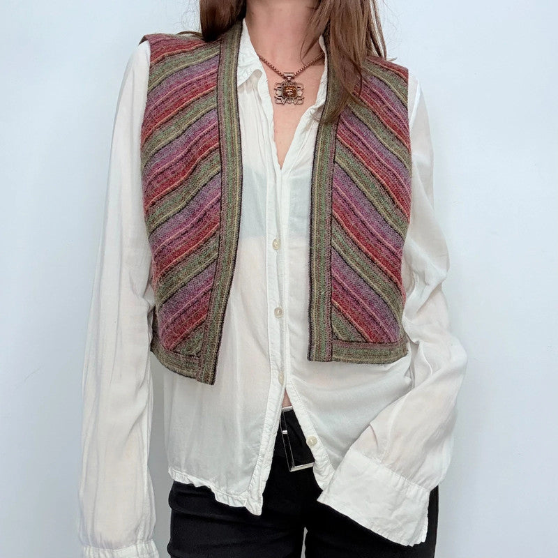 boho wool tapestry cropped waistcoat