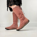 pink suede corset boxing boots