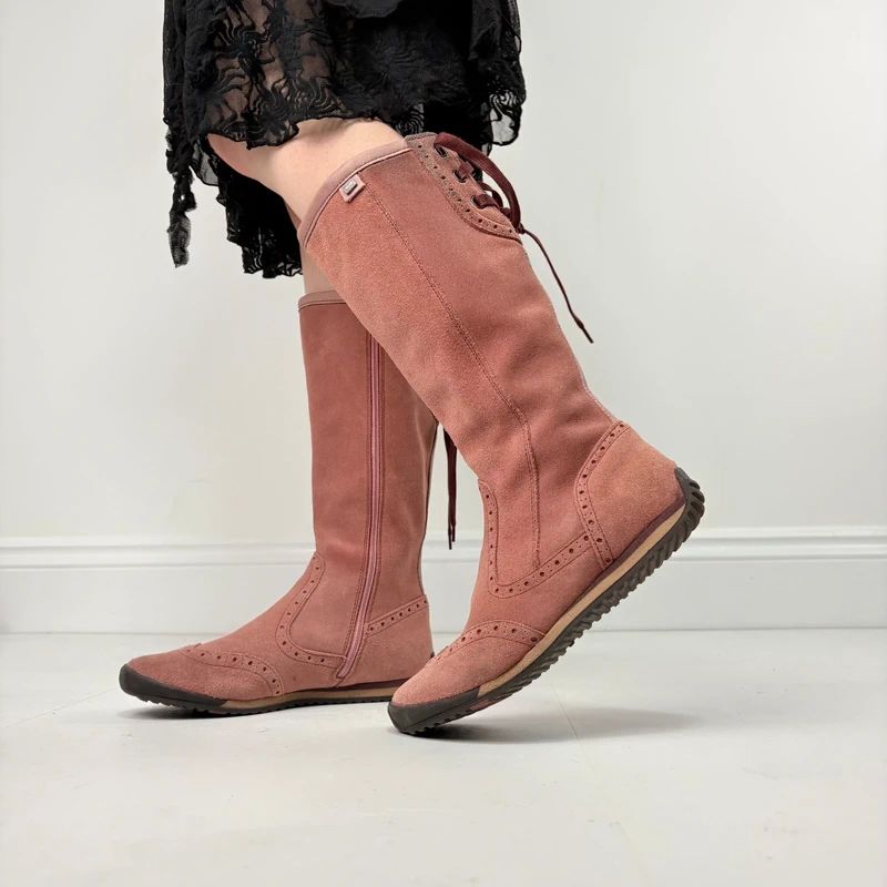 pink suede corset boxing boots