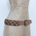brown leather woven chain belt