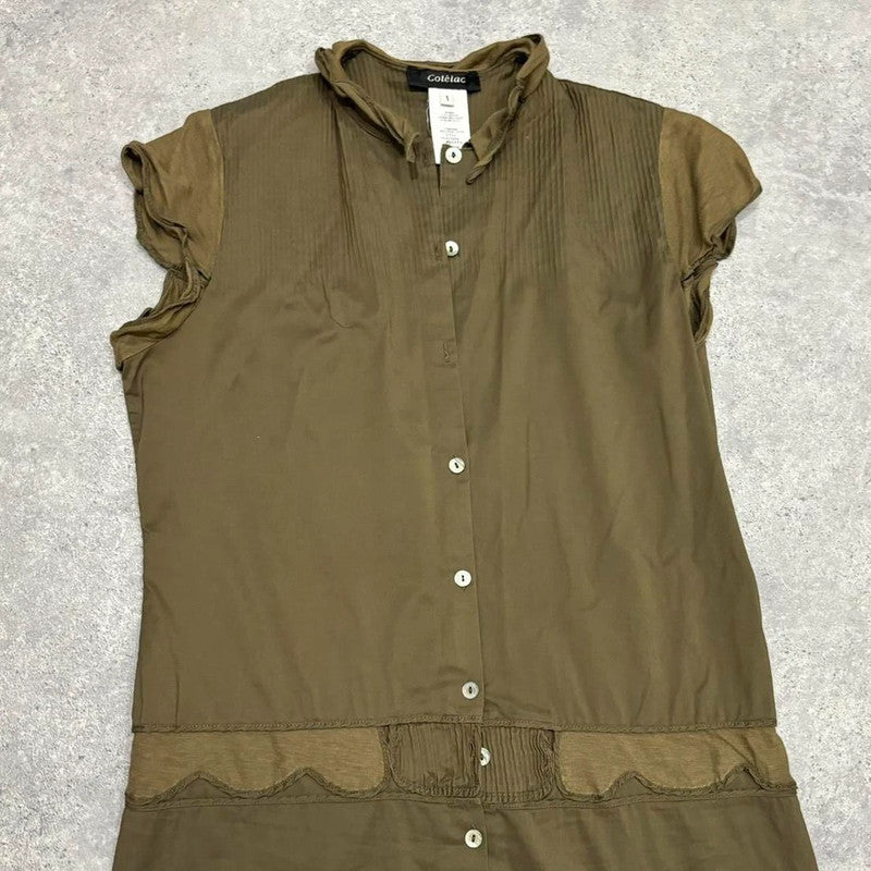 archival khaki button shirt dress