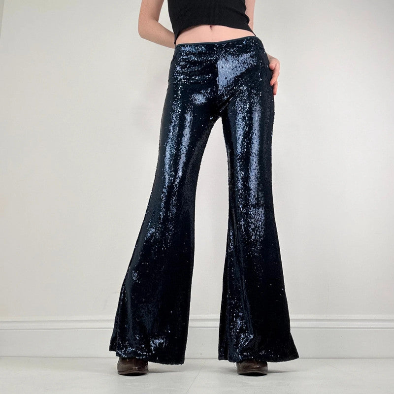 blue sequin metalic Free People flares