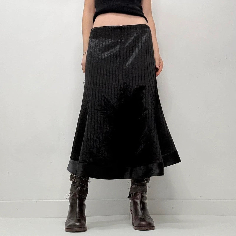 black satin pinstripe skirt