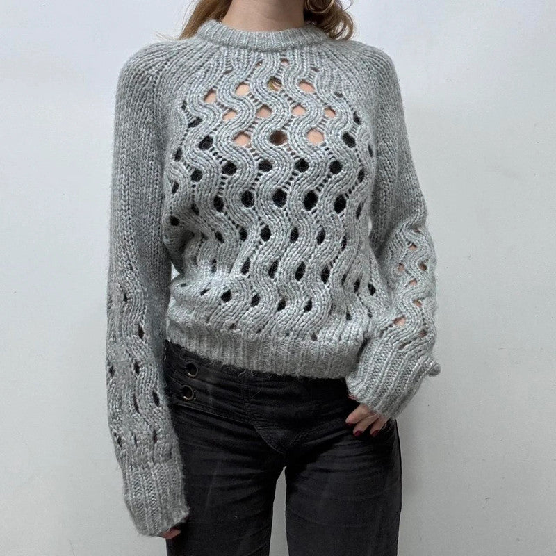 Alpaca wool knit sheer jumper