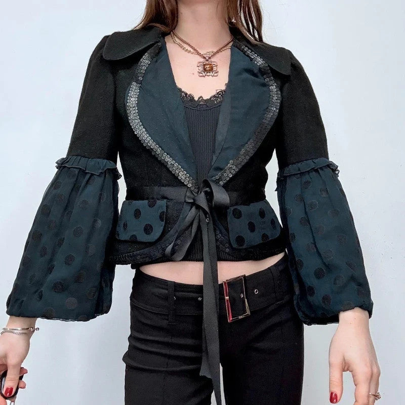 polkadot cropped flared jacket