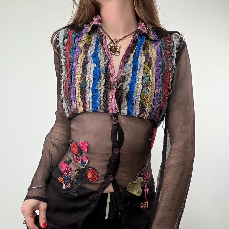 Desigual embroidered Sheer Shirt