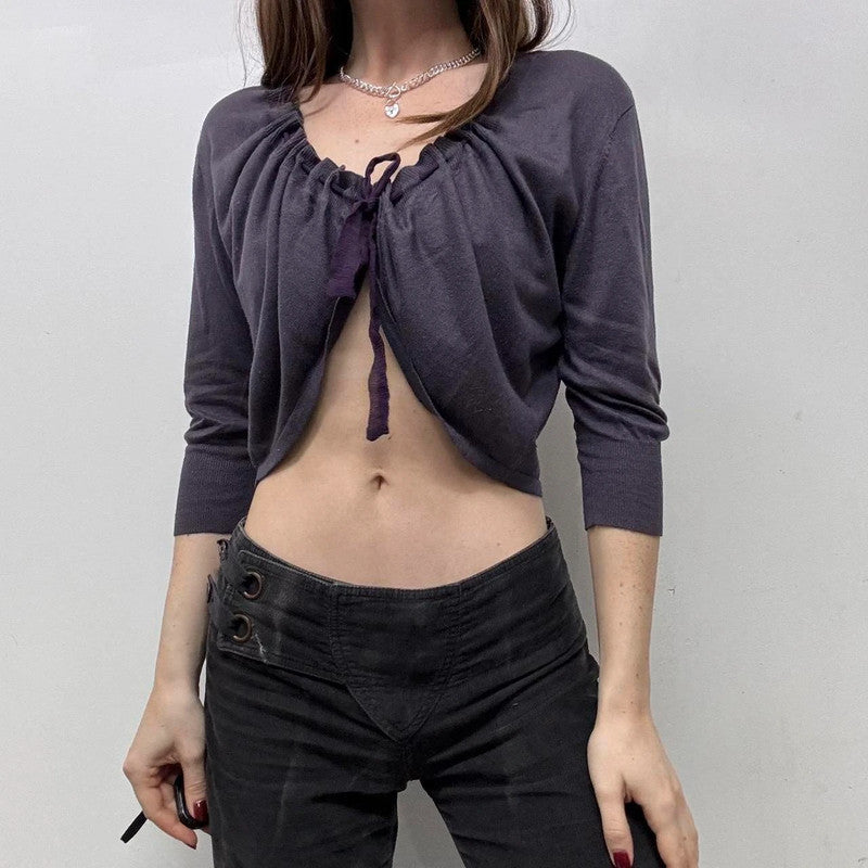 ribbon cinched bow cardigan