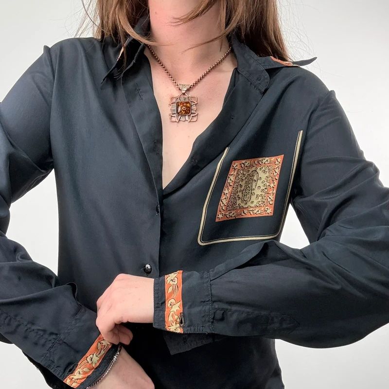 black paisley handkerchief printed shirt