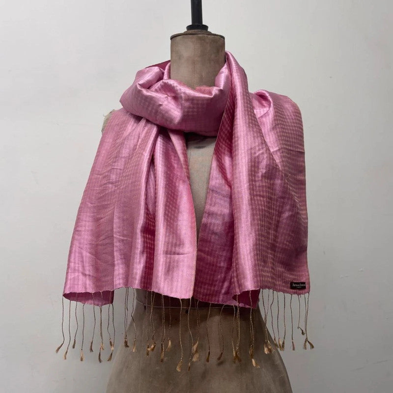 silk satin pink checked scarf