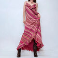 silk bias cut pinstripe silk maxi dress
