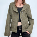 Cop Copine khaki green pinstriped flared utility jacket
