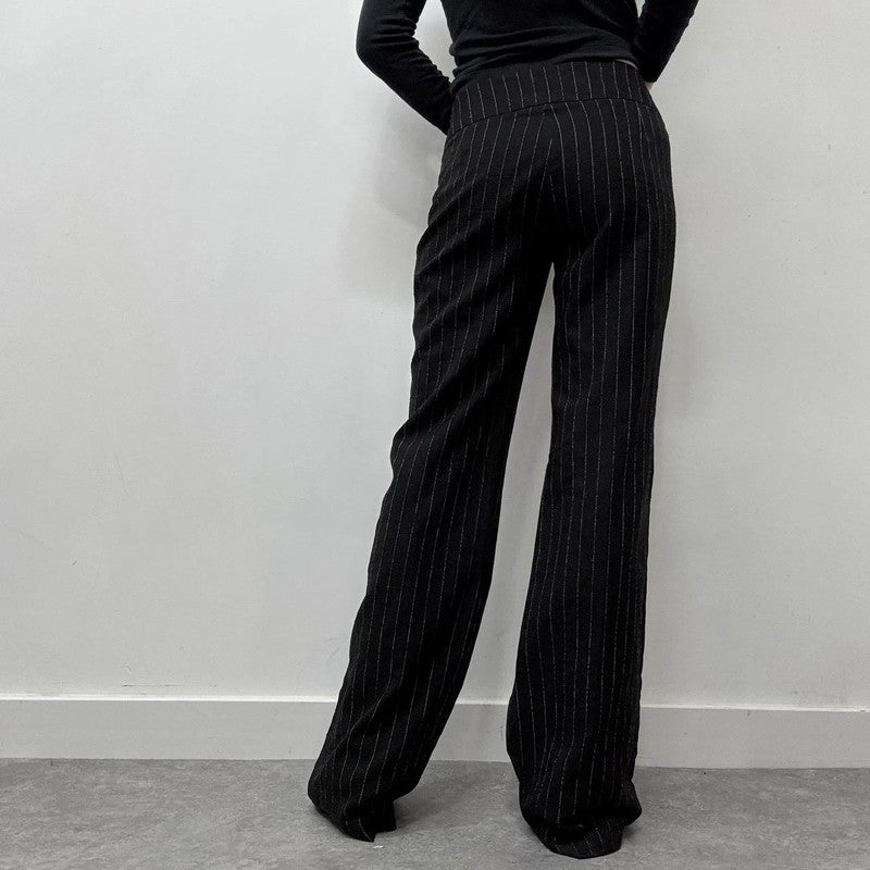pinstripe wide leg suit pants