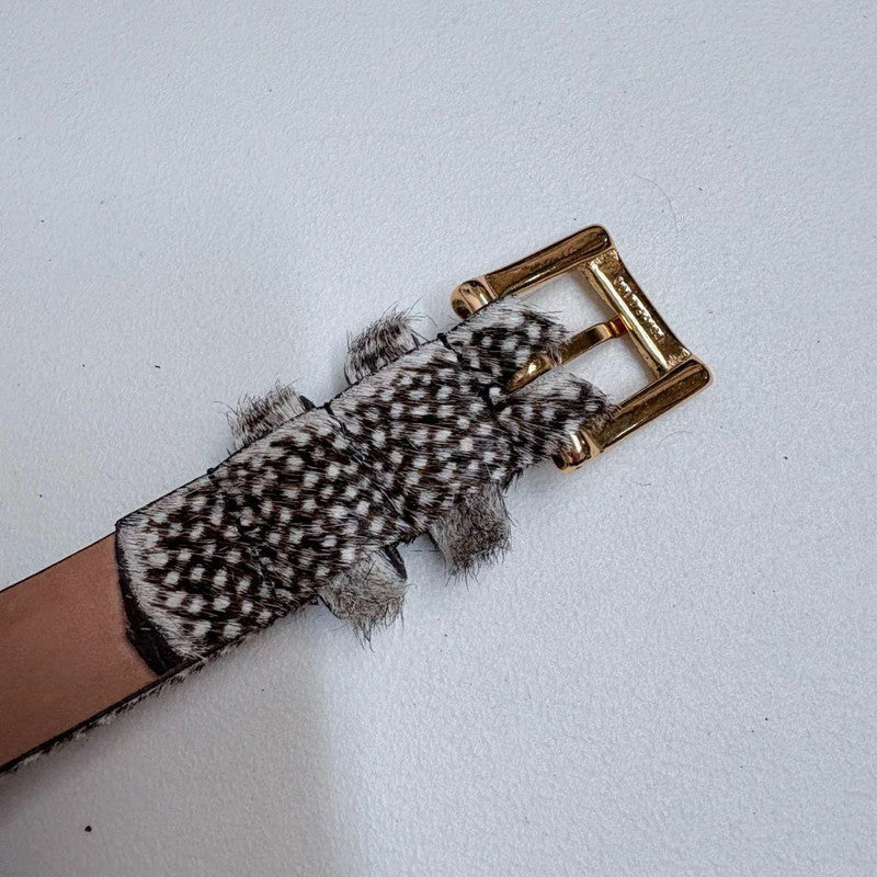 pony cowhide polkadot leather belt