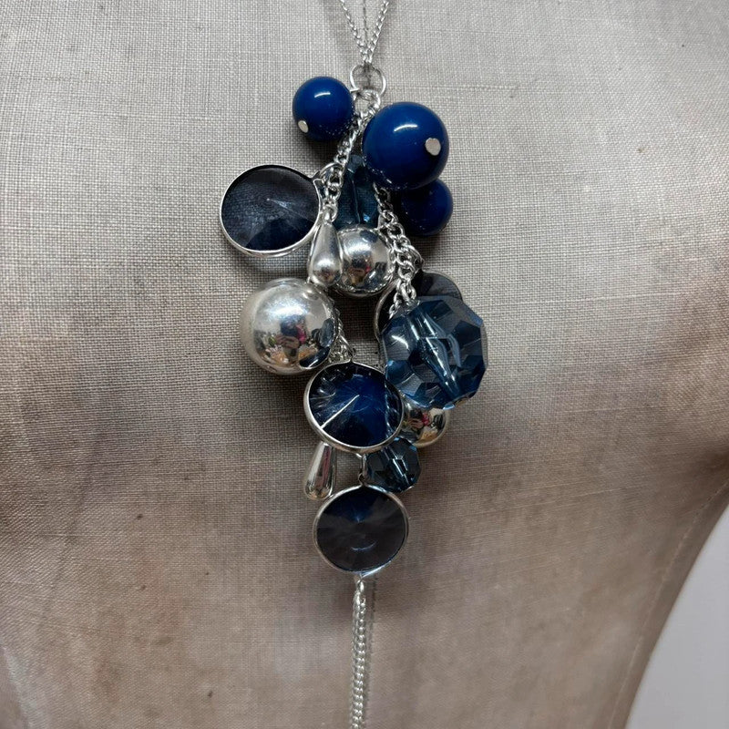 charm necklace silver hanging beads