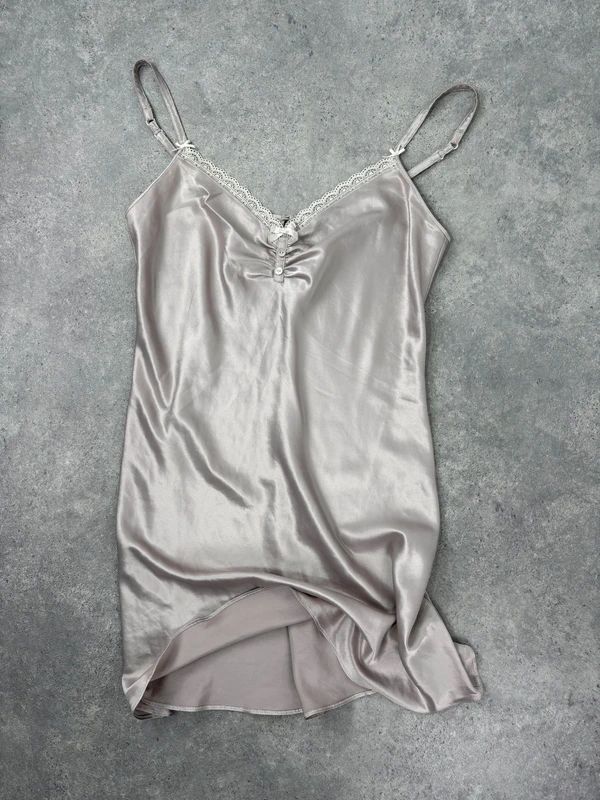 lace satin flared mini dress