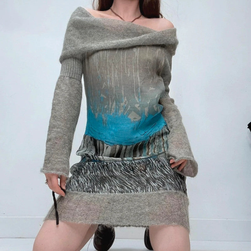 Save the queen graphic slouchy mohair knit dress