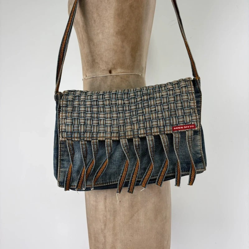 Denim woven tassel Miss sixty crossbody bag