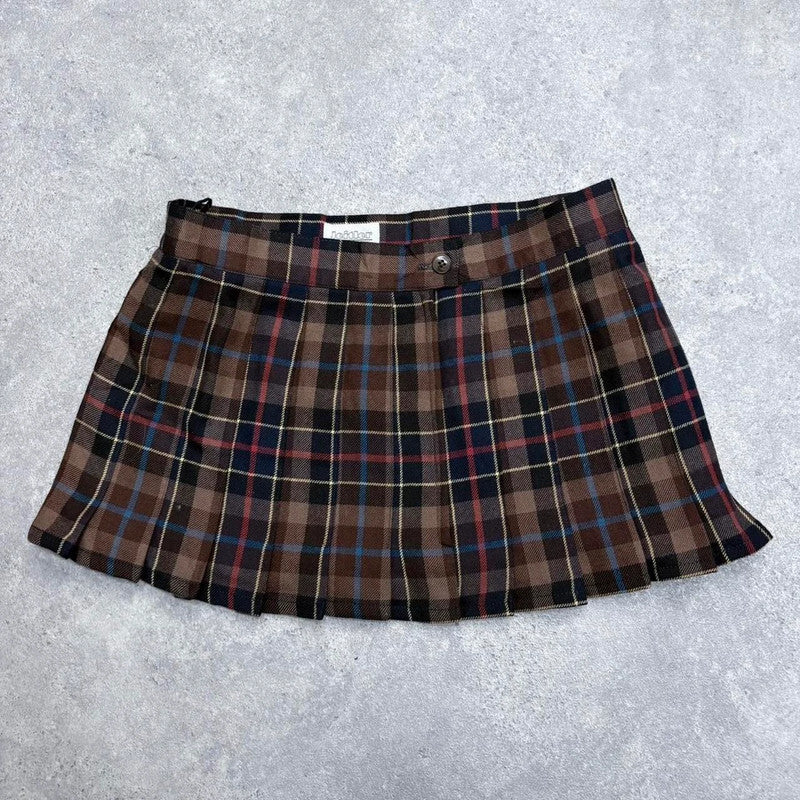 pleated mini tartan skirt