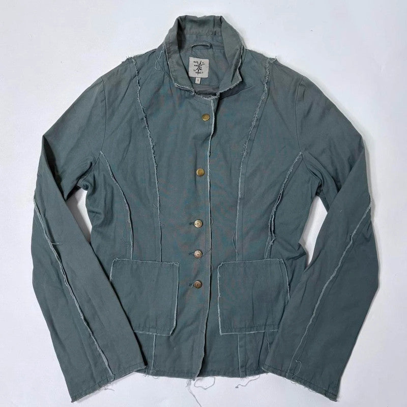 green high flared military jacket