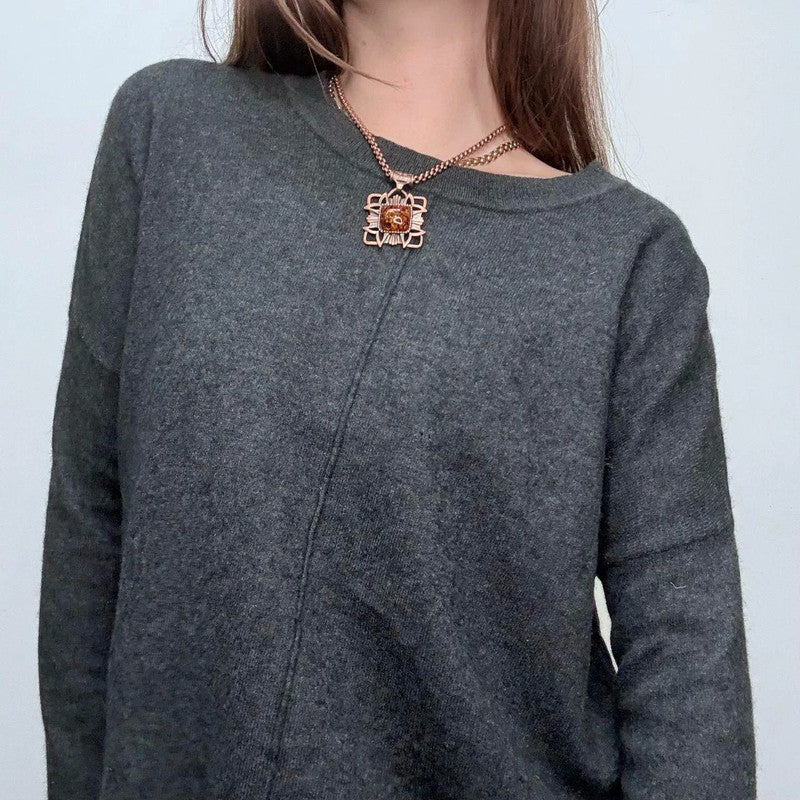 grey slouchy batwing jumper