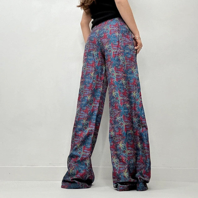 paisley 100% silk flare floaty trousers