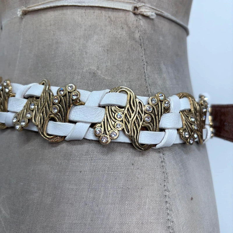 gold chunky leather belt
