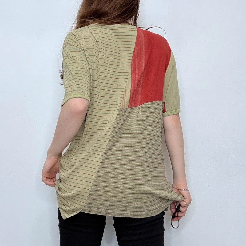 Custo Barcelona pinstripe khaki t-shirt