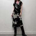 black floral bias cut 90s dress