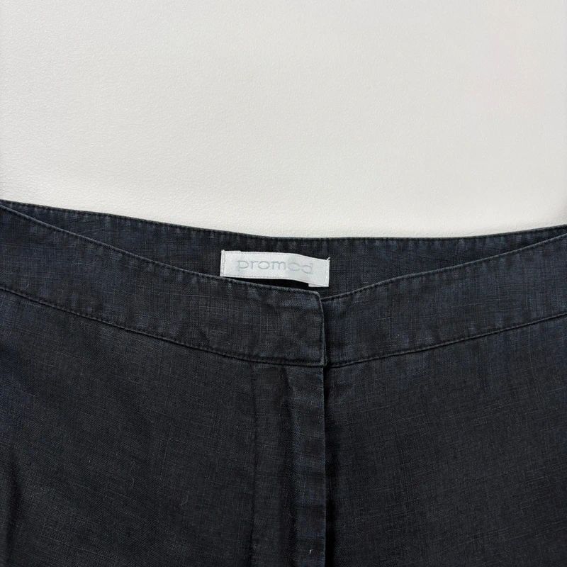 Black linen flared minimalist trousers