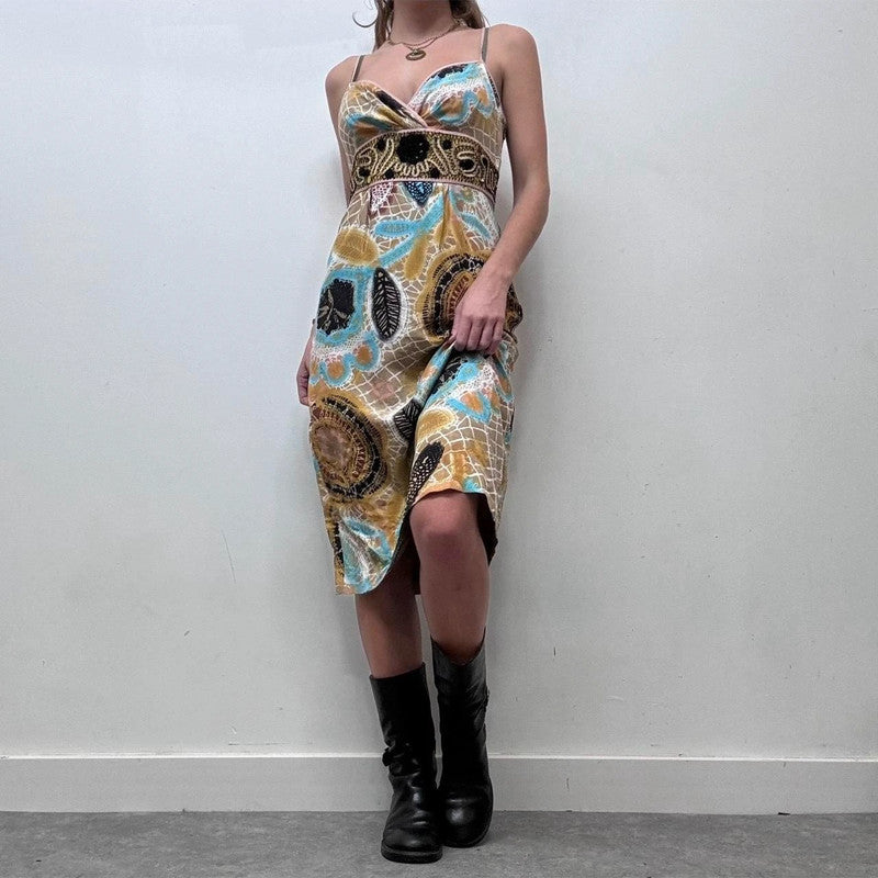 silk patterned printed dress